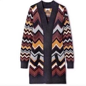 Missoni for Target Long Sweater Cardigan Coatigan Pockets XS Chevron ZigZag